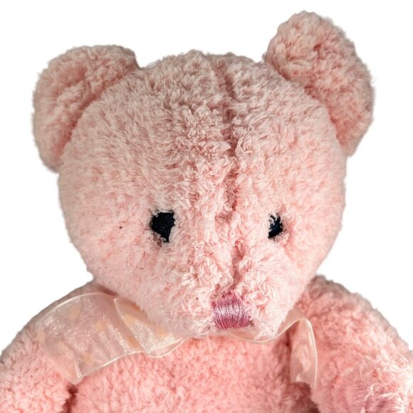 NAPCO PINK PLUSH LOTSA LOVE TEDDY BEAR 12" SOFT DOT SHEER BOW LOVEY BABY READ - Picture 5 of 11